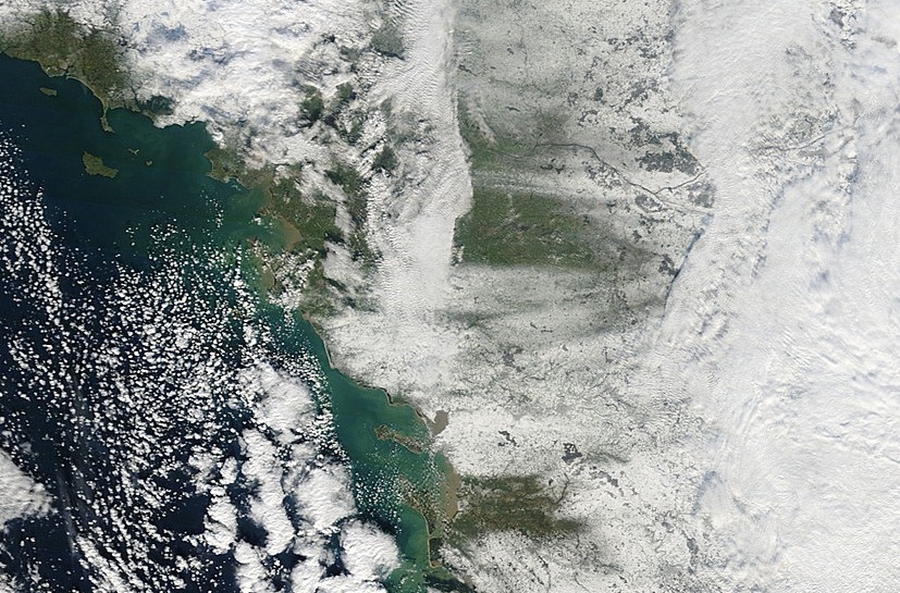 Image satellite SPOT 4 prise après les chutes de neige