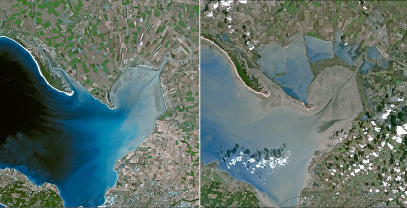 Avant et après la tempête Xynthia - Images satellite SPOT 4